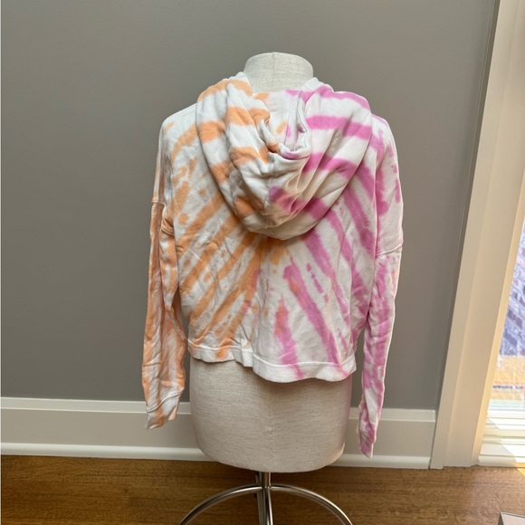 WSLY Pink and Orange Tie-Dye cropped Hoodie with zipper - Picture 3 of 6